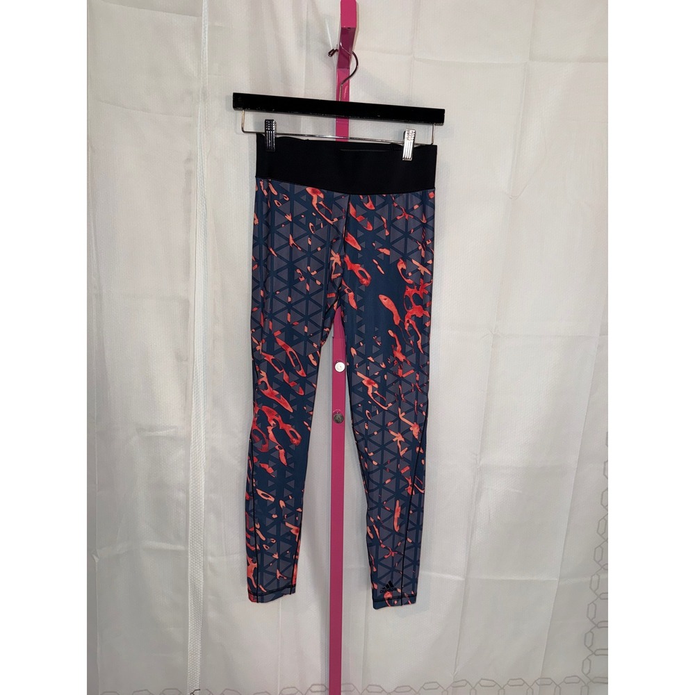 Adidas‎ Climalite Athletic Leggings Geometric Coral Print Women Size Small